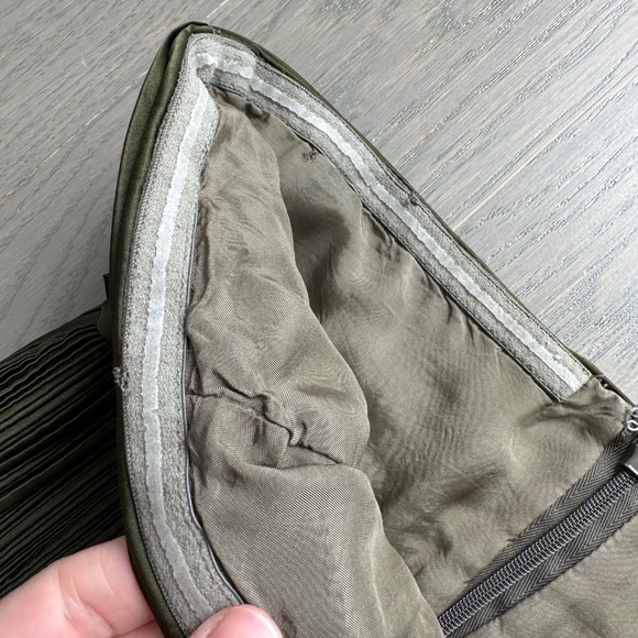 AMUR Pleated Strapless Belle Maxi Dress Satin Olive Green Sweetheart - Size 2 - Picture 9 of 16